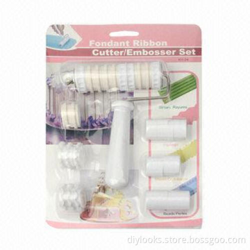 Fondant Ribbon Cutter/Embosser Roller Sugar Craft Set